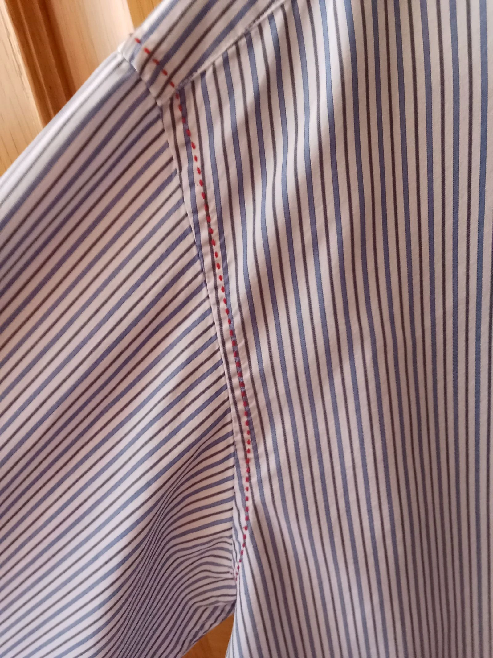 Camisa de homem riscas azuis e brancas tamanho XL nova 100% algodão – photo 11